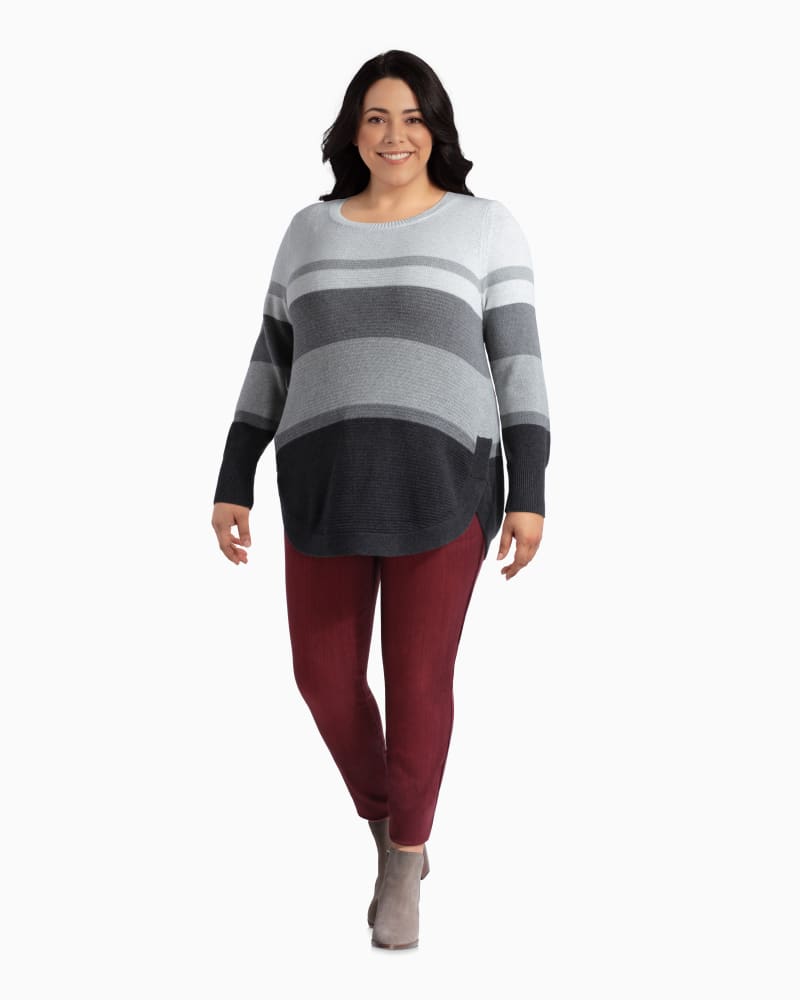 Plus size model with rectangle body shape wearing Sophie Cotton Sweater by Addition Elle | Dia&Co | dia_product_style_image_id:111338